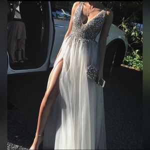Silver Gray Prom Gown